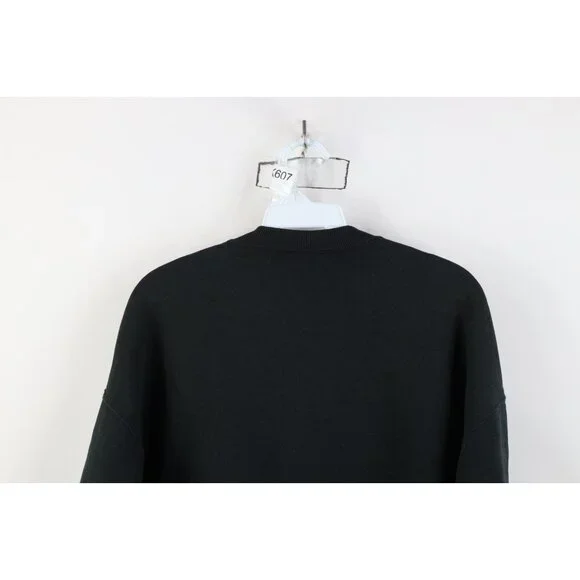 Vintage 90s Streetwear Mens XL Distressed Blank Crewneck Sweatshirt Black USA - Picture 11 of 12